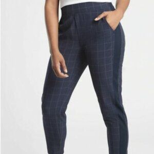 Athleta Brooklyn Ankle Pant Navy Windowpane 26 NWT Winter Wardrobe Pant 2X-3X